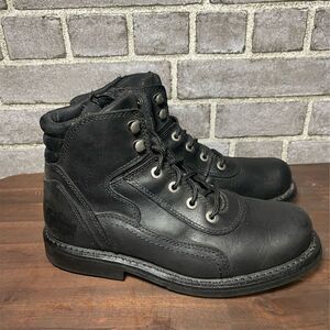 Harley-Davidson Men's Black Leather Biker Boots Size 8 Ankle Lace-Up